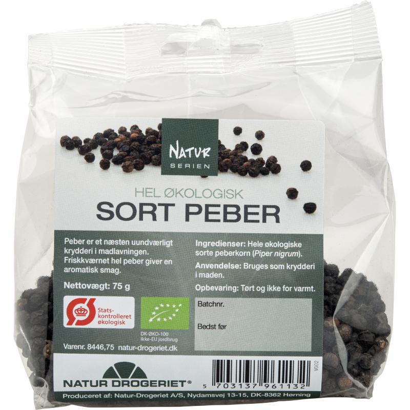 Black Pepper, whole, 75 g, Organic
